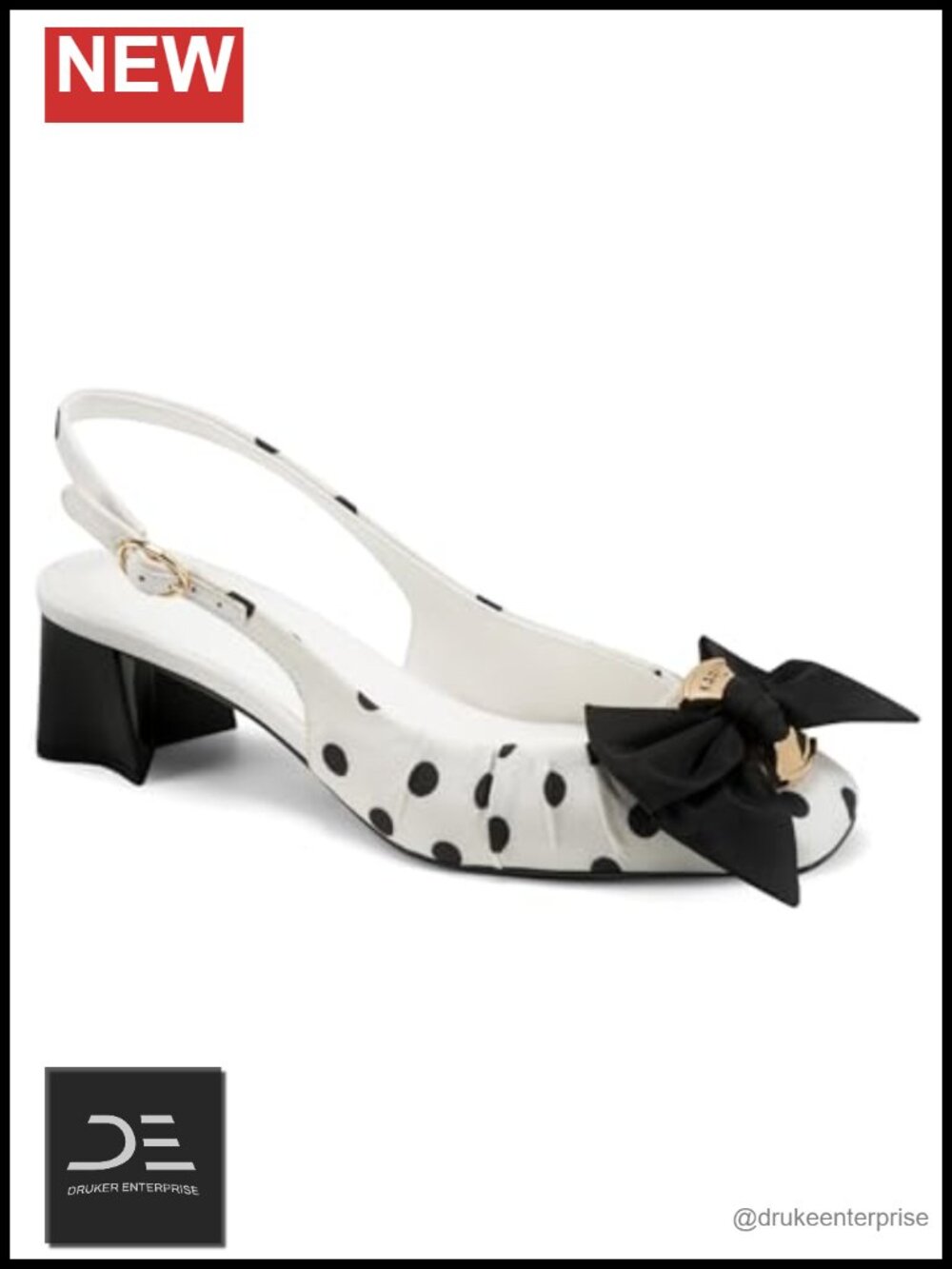 KARL LAGERFELD Sprouse Polka Dot Slingback Dress Heel with Bow Detail